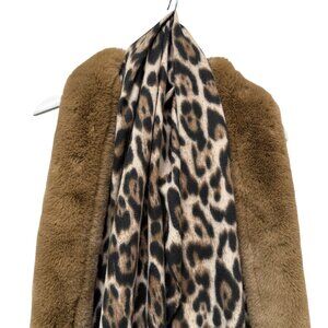 Faux Fur Leopard Wrap Womens Evening Scarf Shawl by Katier NWT 26x64